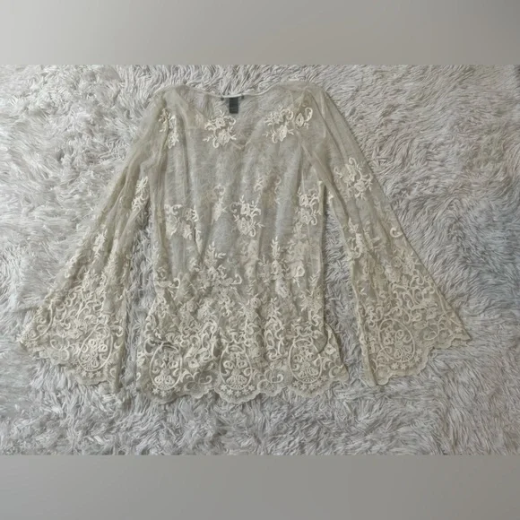 Forever 21 Whimsigoth Y2K Fairy Boho Festival Ethereal Western Resort Lace Top S - Picture 9 of 9